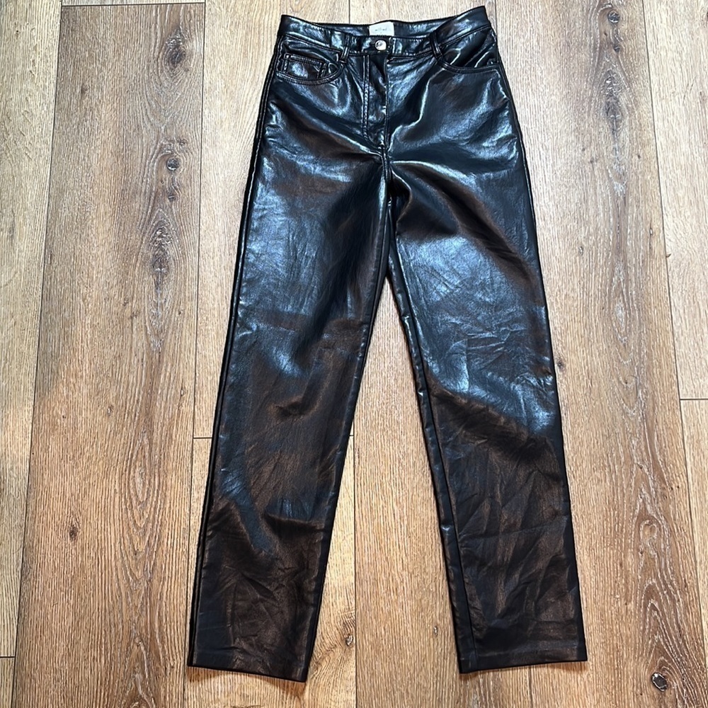 Aritzia Wilfred The Melina Faux Leather Pant in Black Size 2